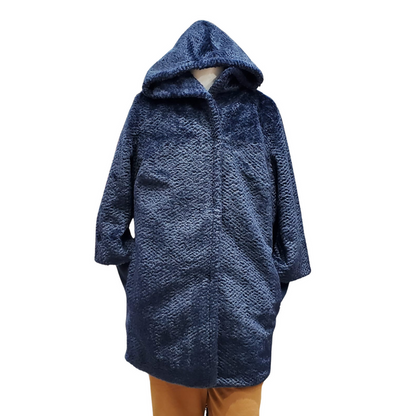 Laurier & Co. Montreal Women’s Faux Fur Long Sleeve Coat – Navy