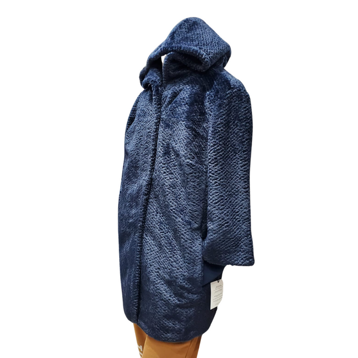 Laurier & Co. Montreal Women’s Faux Fur Long Sleeve Coat – Navy
