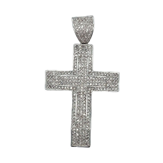 Layer 5 Row Cross CZ Iced Out Pendant