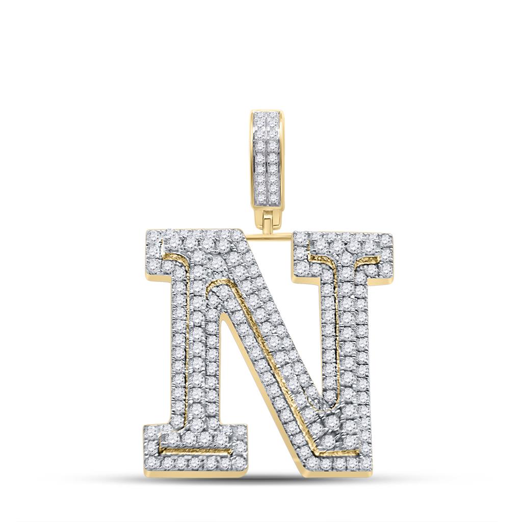 Layered A-Z Letter Initial Diamond Pendant 10K Yellow Gold