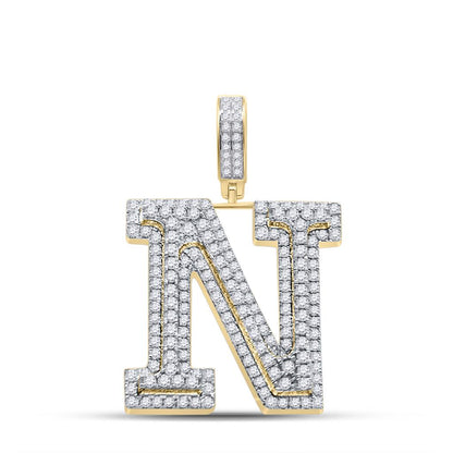 Layered A-Z Letter Initial Diamond Pendant 10K Yellow Gold