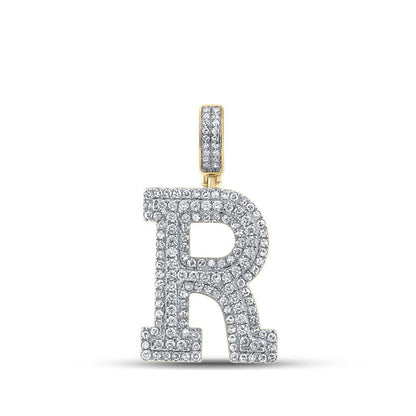 Layered A-Z Letter Initial Diamond Pendant 10K Yellow Gold
