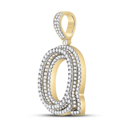 Layered A-Z Letter Initial Diamond Pendant 10K Yellow Gold