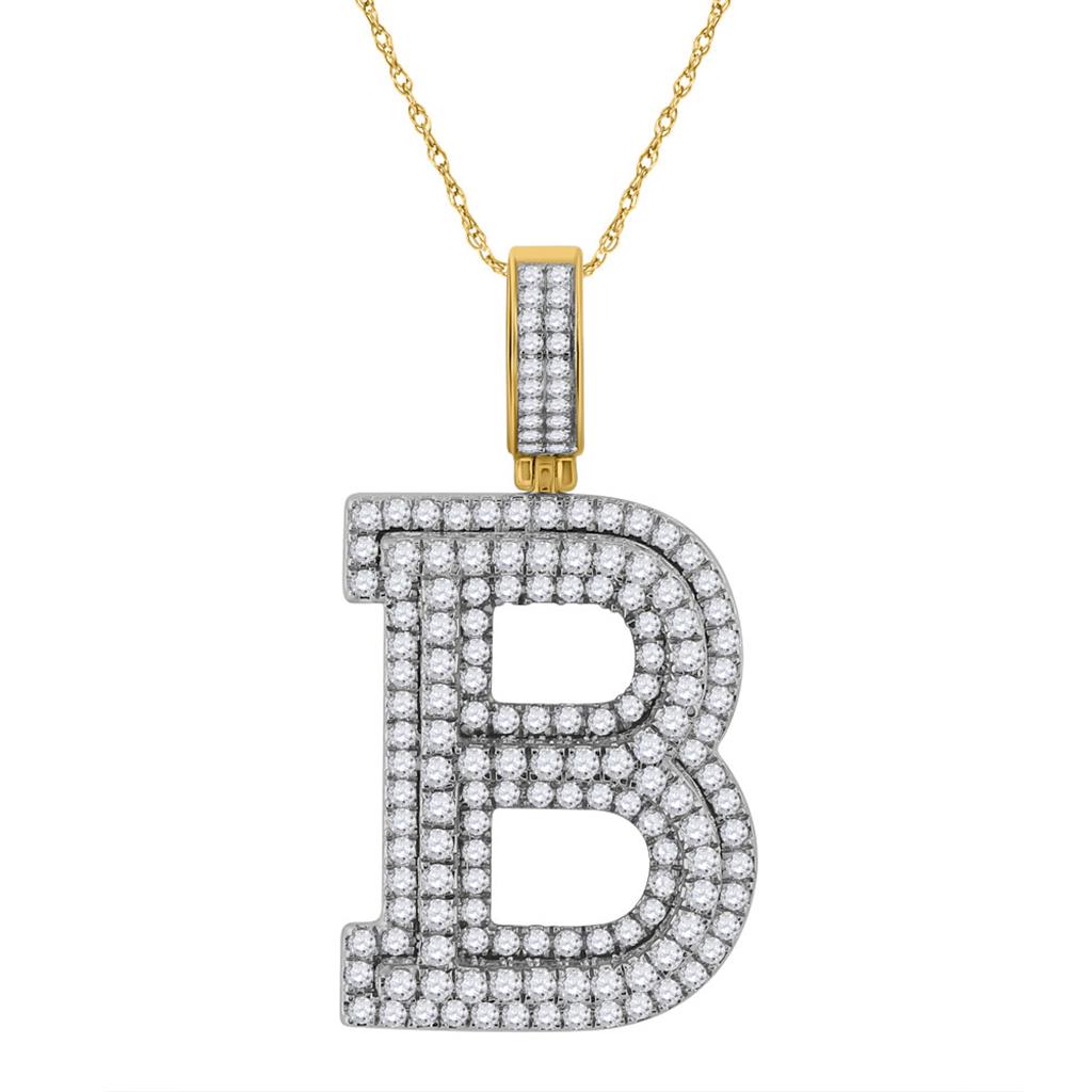 Layered A-Z Letter Initial Diamond Pendant 10K Yellow Gold