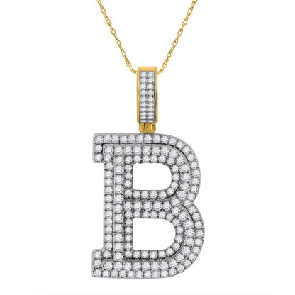 Layered A-Z Letter Initial Diamond Pendant 10K Yellow Gold