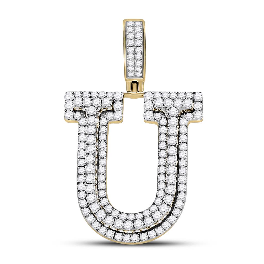 Layered A-Z Letter Initial Diamond Pendant 10K Yellow Gold