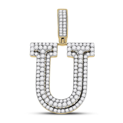 Layered A-Z Letter Initial Diamond Pendant 10K Yellow Gold