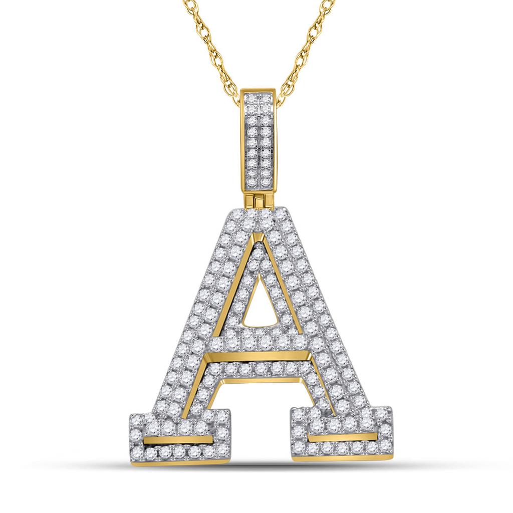 Layered A-Z Letter Initial Diamond Pendant 10K Yellow Gold