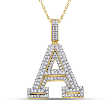 Layered A-Z Letter Initial Diamond Pendant 10K Yellow Gold