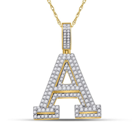 Layered A-Z Letter Initial Diamond Pendant 10K Yellow Gold