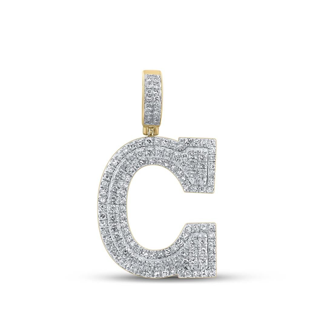 Layered A-Z Letter Initial Diamond Pendant 10K Yellow Gold