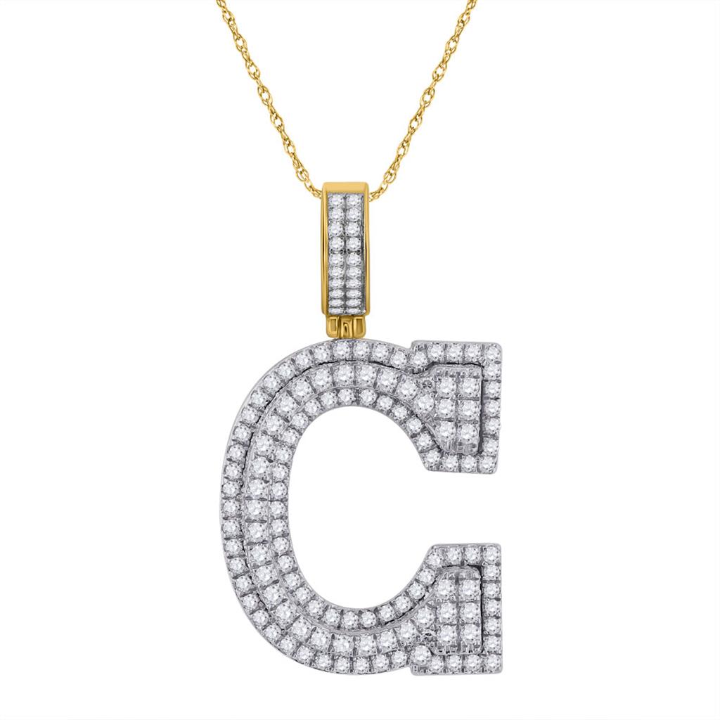 Layered A-Z Letter Initial Diamond Pendant 10K Yellow Gold