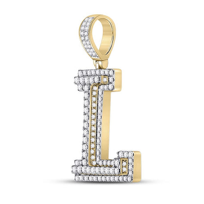 Layered A-Z Letter Initial Diamond Pendant 10K Yellow Gold