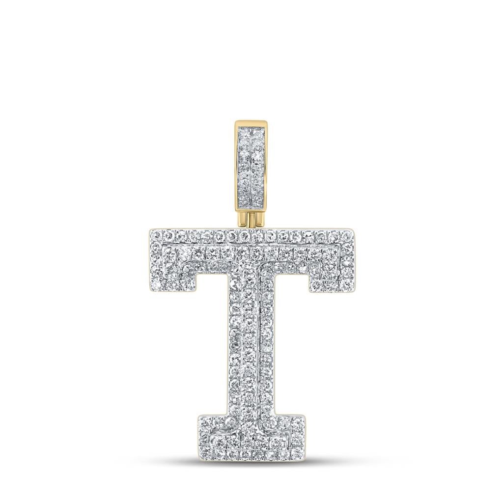 Layered A-Z Letter Initial Diamond Pendant 10K Yellow Gold