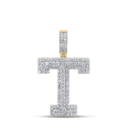 Layered A-Z Letter Initial Diamond Pendant 10K Yellow Gold