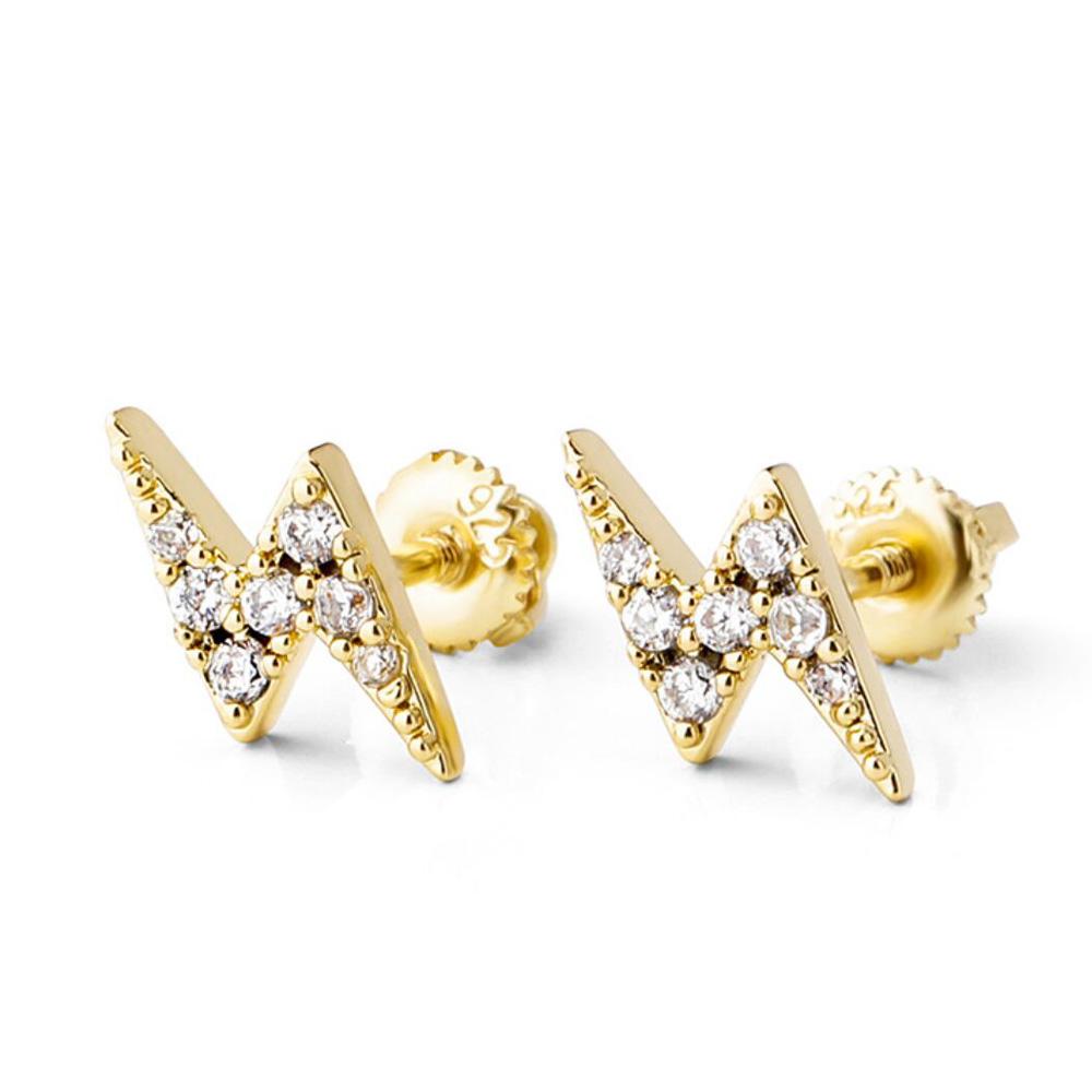 Lightning Bolt CZ Iced Out Earrings .925 Sterling Silver