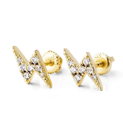 Lightning Bolt CZ Iced Out Earrings .925 Sterling Silver