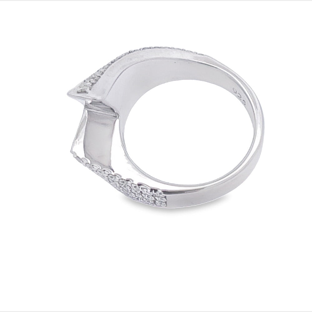 Lightning Bolt Iced Out VVS Moissanite Ring .925 Sterling Silver