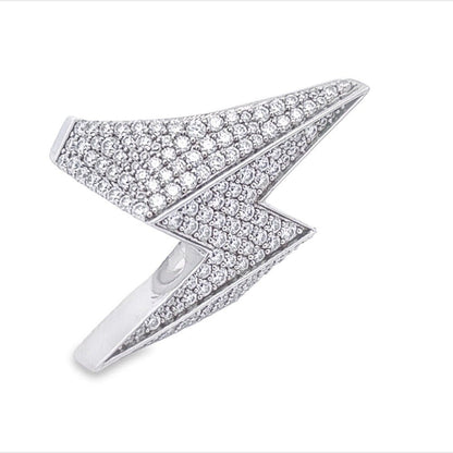 Lightning Bolt Iced Out VVS Moissanite Ring .925 Sterling Silver