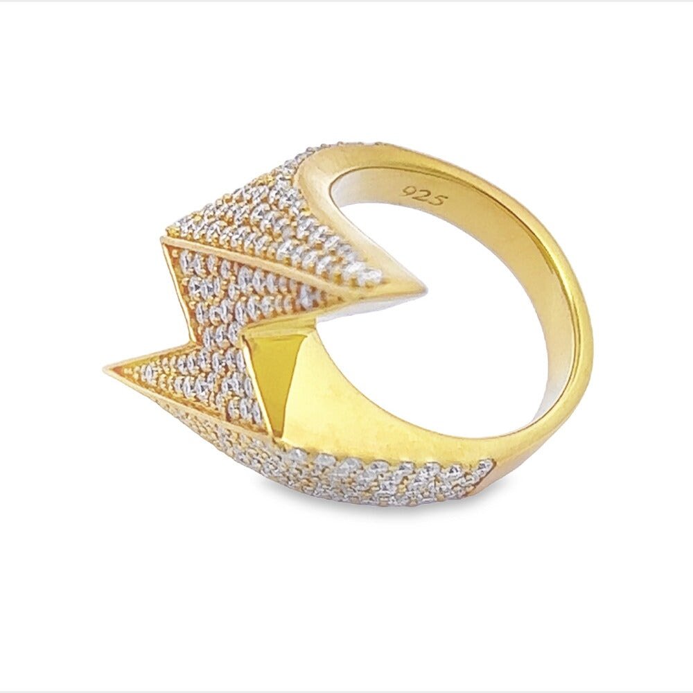 Lightning Bolt Iced Out VVS Moissanite Ring .925 Sterling Silver