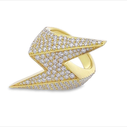 Lightning Bolt Iced Out VVS Moissanite Ring .925 Sterling Silver