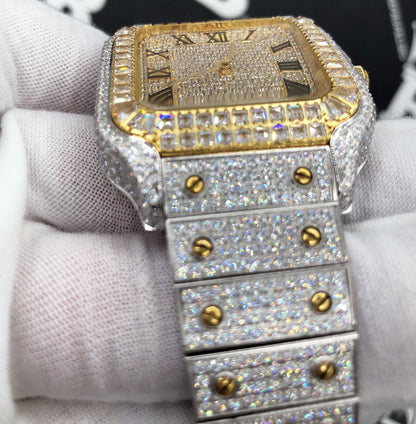 Limited Edition Iced Out Square CZ Steel Bust Down Watch