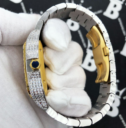 Limited Edition Iced Out Square CZ Steel Bust Down Watch