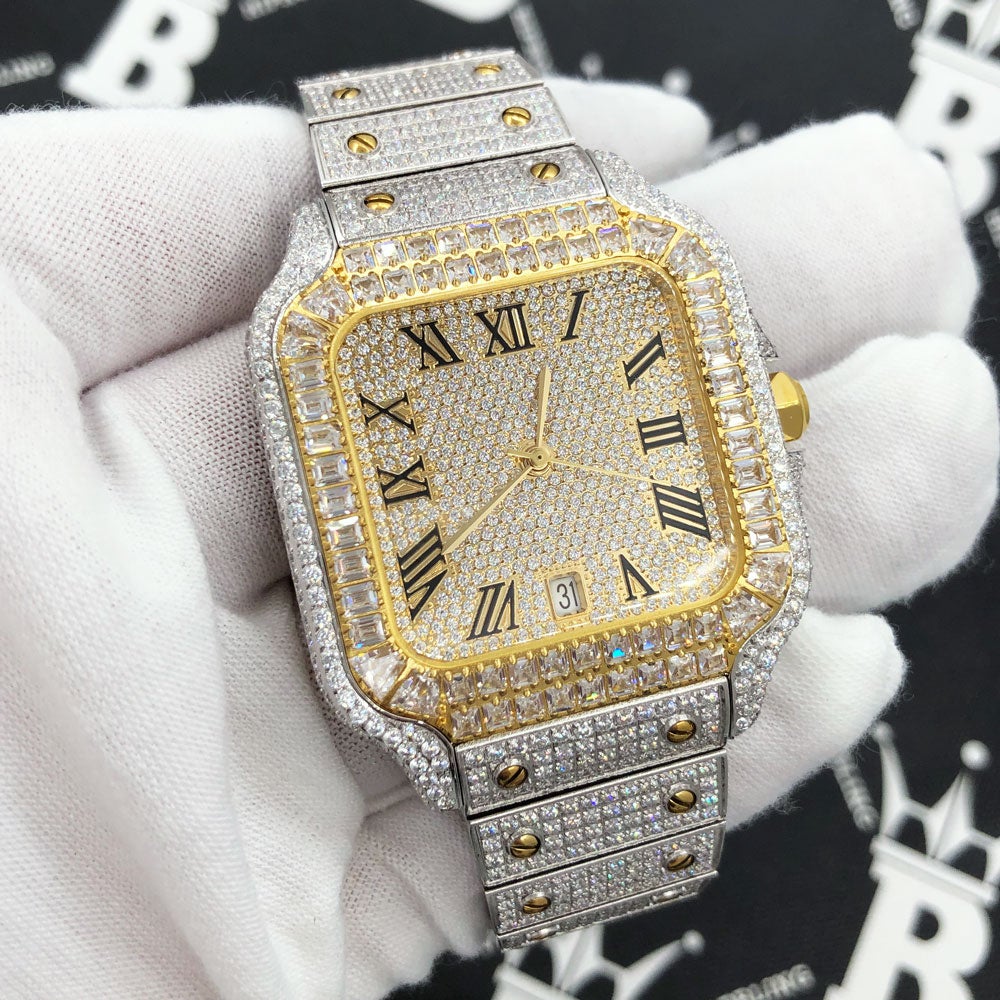 Limited Edition Iced Out Square CZ Steel Bust Down Watch