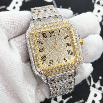 Limited Edition Iced Out Square CZ Steel Bust Down Watch