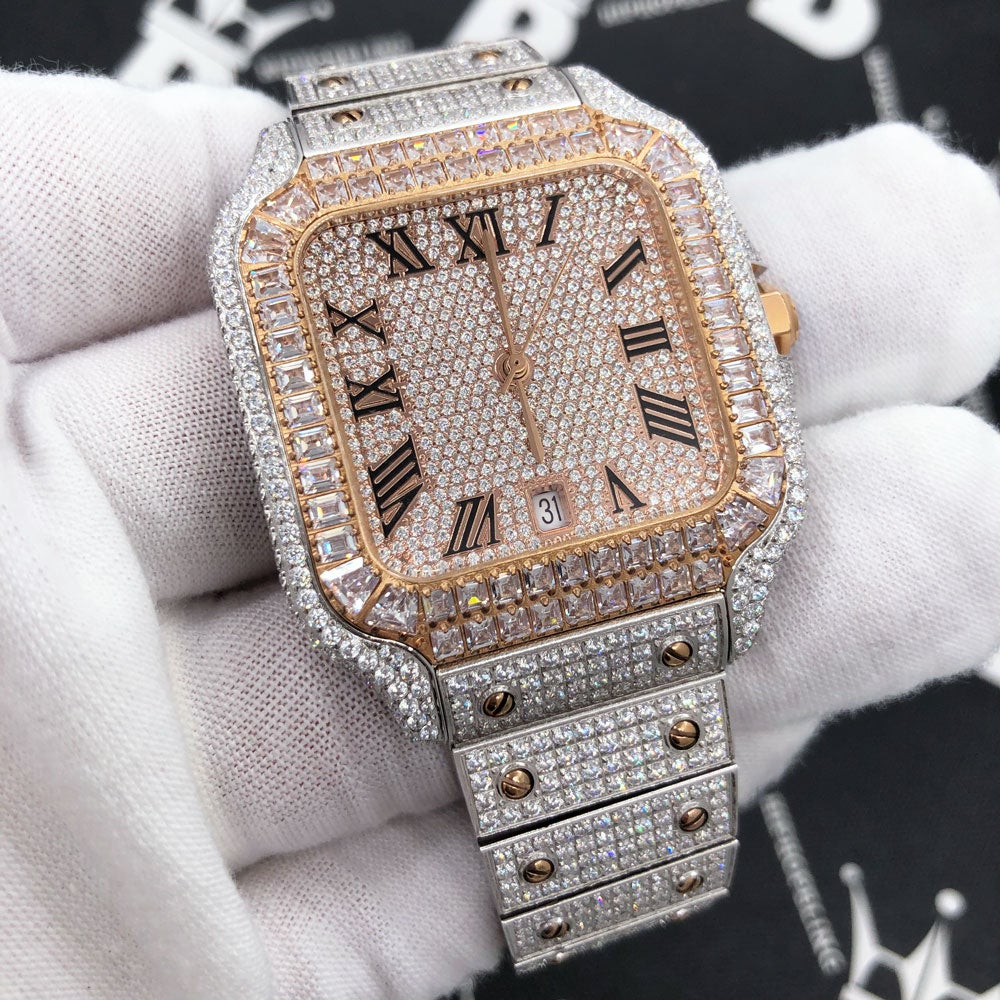 Limited Edition Iced Out Square CZ Steel Bust Down Watch