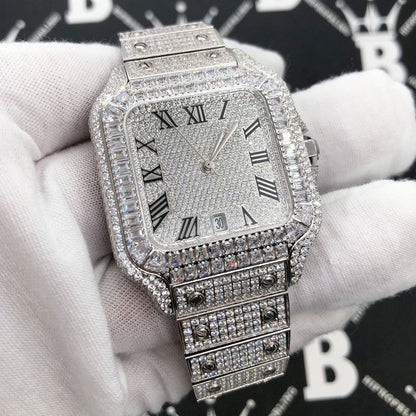 Limited Edition Iced Out Square CZ Steel Bust Down Watch