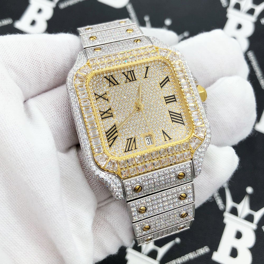 Limited Edition Iced Out Square CZ Steel Bust Down Watch