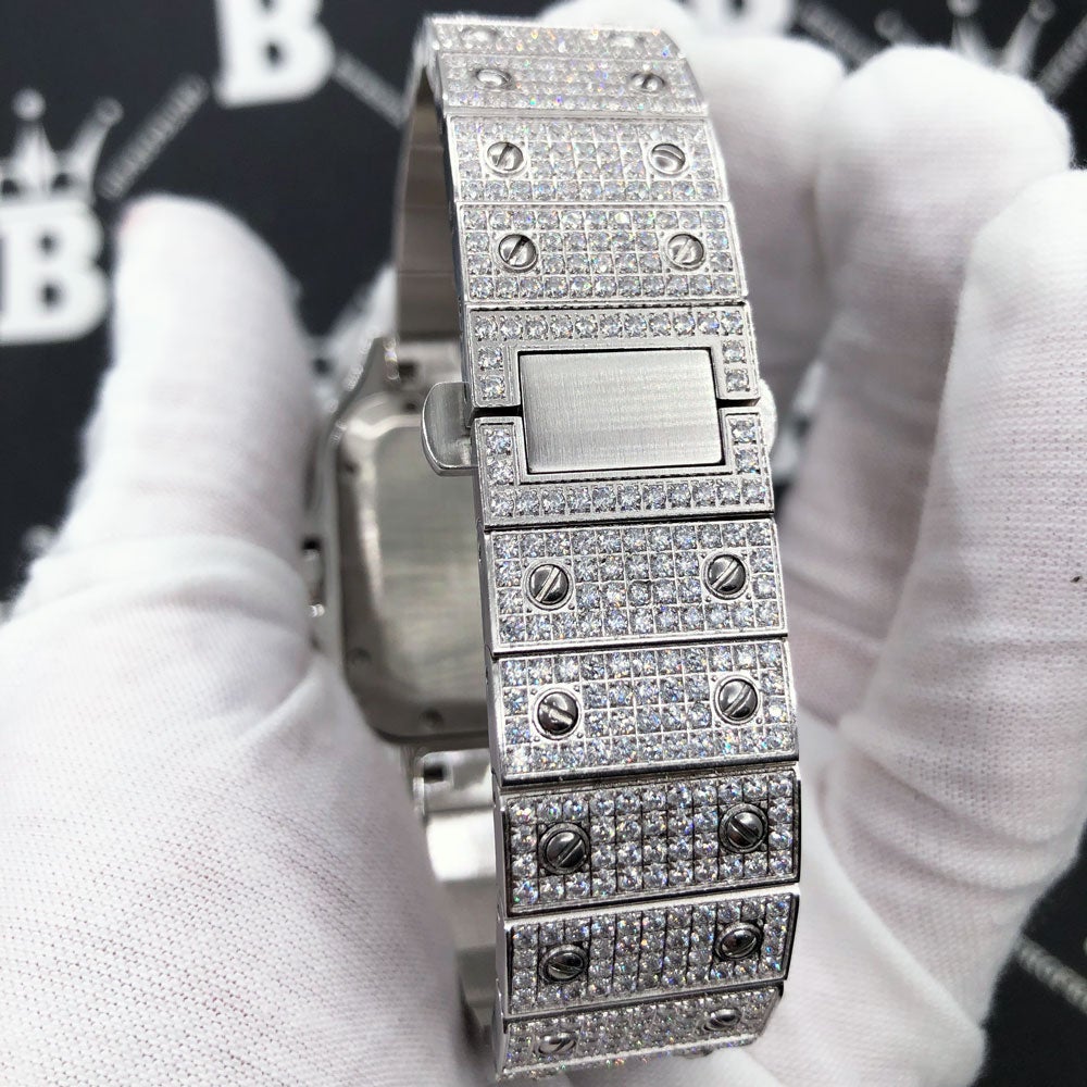Limited Edition Iced Out Square CZ Steel Bust Down Watch