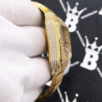 Limited Edition Iced Out Square CZ Steel Bust Down Watch