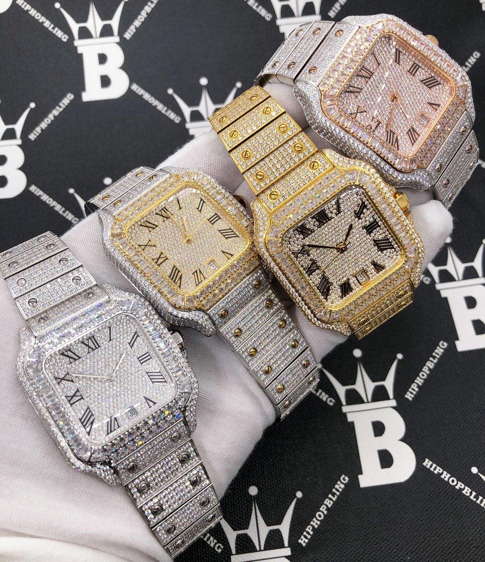 Limited Edition Iced Out Square CZ Steel Bust Down Watch