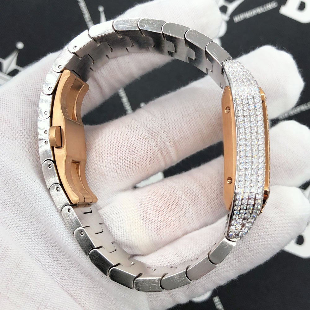 Limited Edition Iced Out Square CZ Steel Bust Down Watch