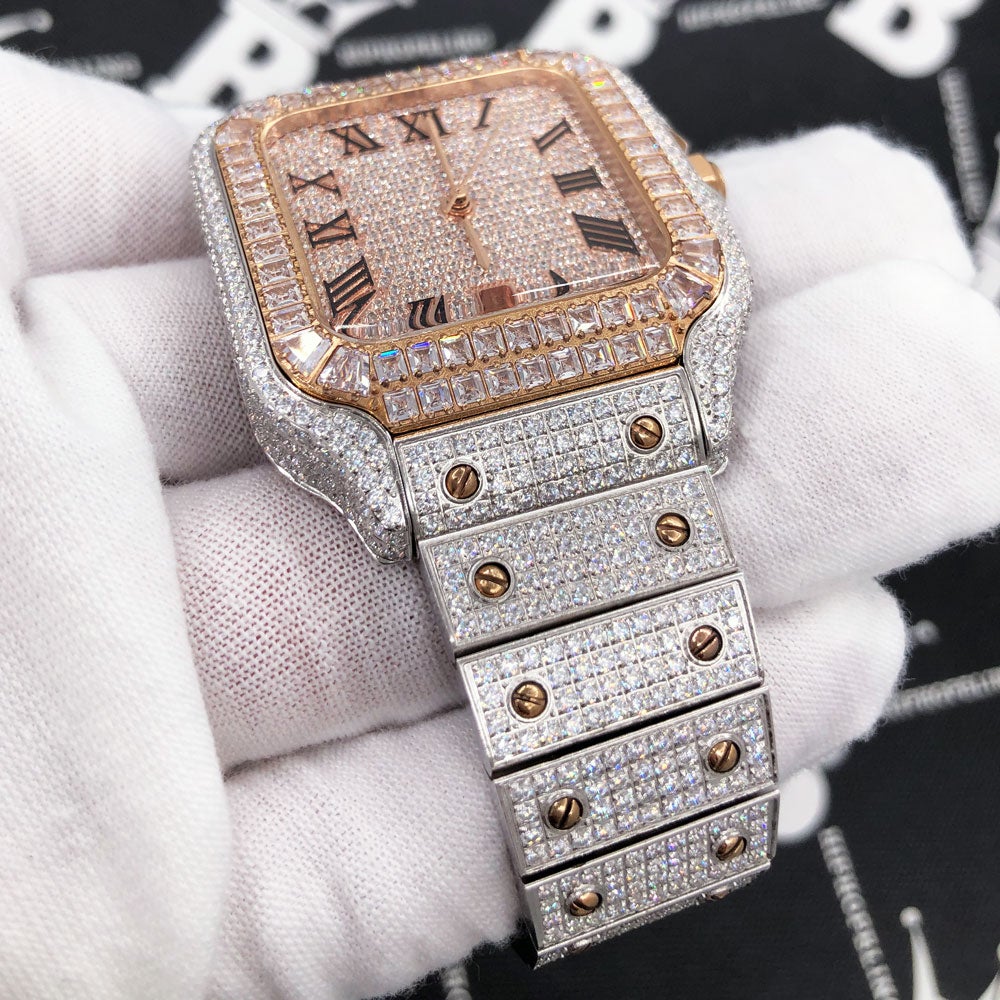 Limited Edition Iced Out Square CZ Steel Bust Down Watch