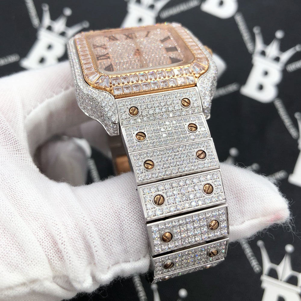 Limited Edition Iced Out Square CZ Steel Bust Down Watch