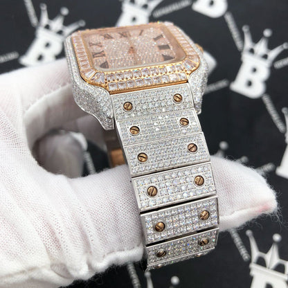 Limited Edition Iced Out Square CZ Steel Bust Down Watch