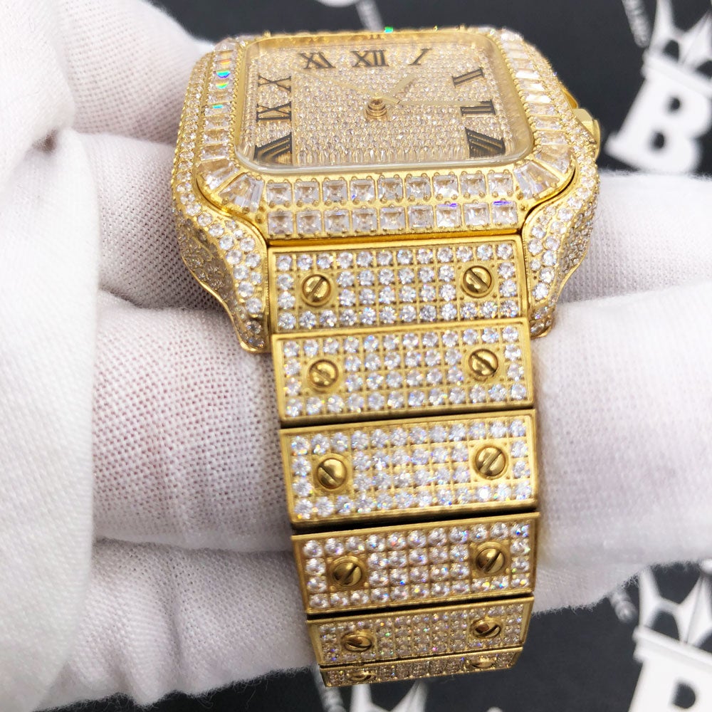 Limited Edition Iced Out Square CZ Steel Bust Down Watch