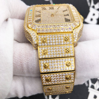 Limited Edition Iced Out Square CZ Steel Bust Down Watch