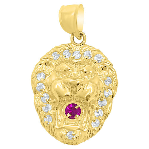 Lion Head CZ Mini 10K Yellow Gold Pendant