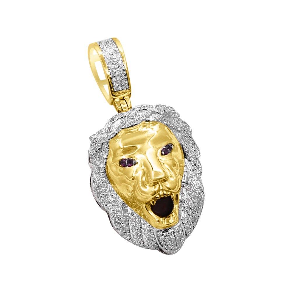 Lion Head Diamond Pendant .45cttw 10K Yellow Gold