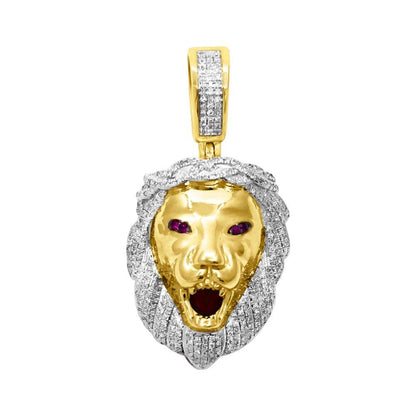 Lion Head Diamond Pendant .45cttw 10K Yellow Gold