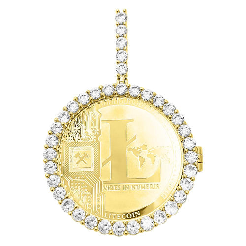 LITECOIN Coin Iced Out Frame Pendant