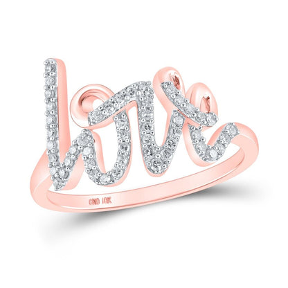 Love Script Diamond Ring 10K Gold