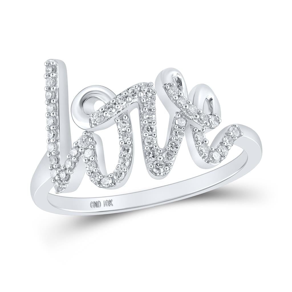 Love Script Diamond Ring 10K Gold