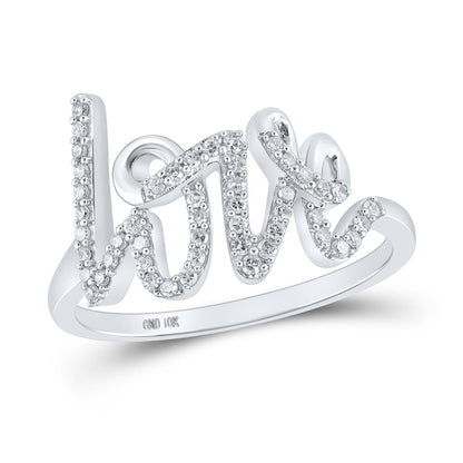 Love Script Diamond Ring 10K Gold