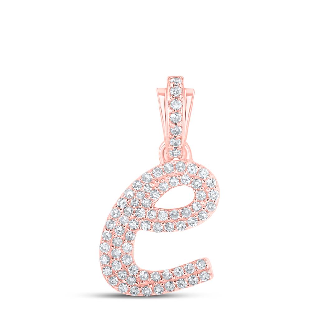 Lowercase Cursive A-Z Letter Initial Diamond Pendant 10K Gold