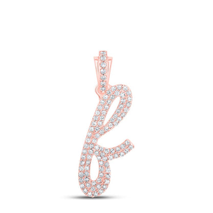 Lowercase Cursive A-Z Letter Initial Diamond Pendant 10K Gold